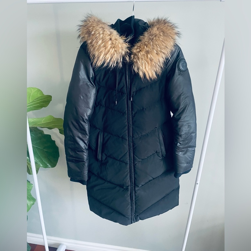 Rudsak Black Winter Puffer Jacket with Raccoon Fur Hood Black Size XS - Picture 2 of 9